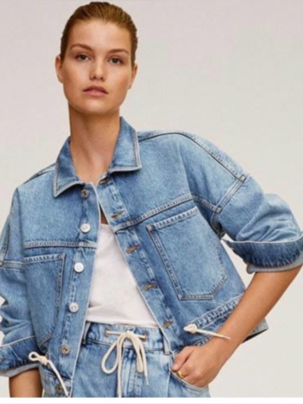 MANGO DENIM JACKET W DRAW CHORD